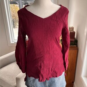 Red Coral Textured Long Sleeve Top ❤️